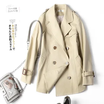 

2019 New Fashion Double Breasted Mid-long Trench Coat Women Khaki Slim Belt Cloak Mujer Windbreaker Female Abrigos Brazil