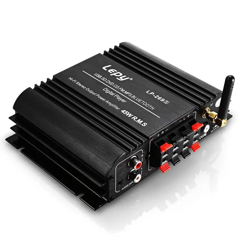 Автомобильный усилитель Bluetooth Hi-Fi мощность стерео 4-канальный 45 Вт X 4 аудио усилитель USB SD DVD CD FM MP3 для автомобиля домашний пульт дистанционного управления