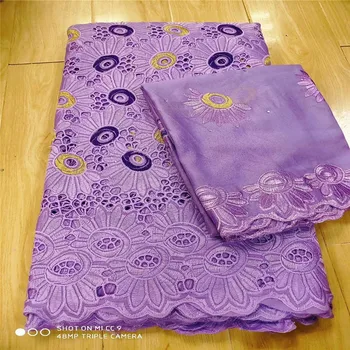 

high quality 5+2 yards white gold African Swiss cotton voile lace fabric with neat embroidery plus chiffon lace! 13L062417