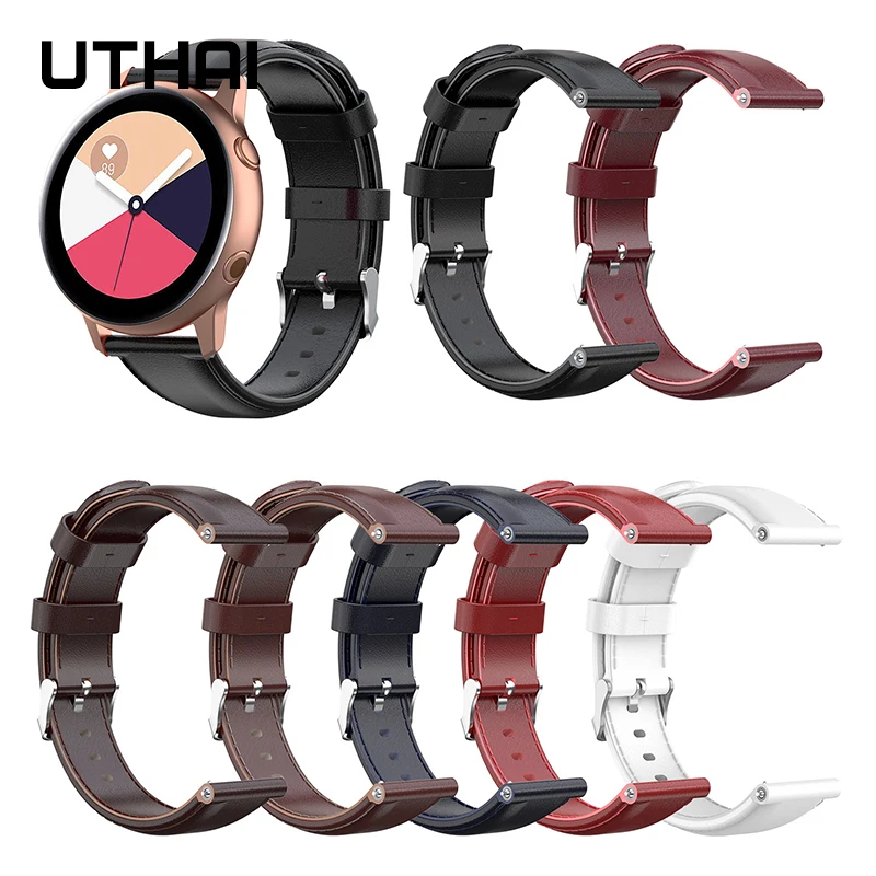 UTHAI P41 Ремешки для наручных часов 22 мм кожаный ремешок подходит для galaxy watch active2/active(40 мм) R500 масло воск кожи