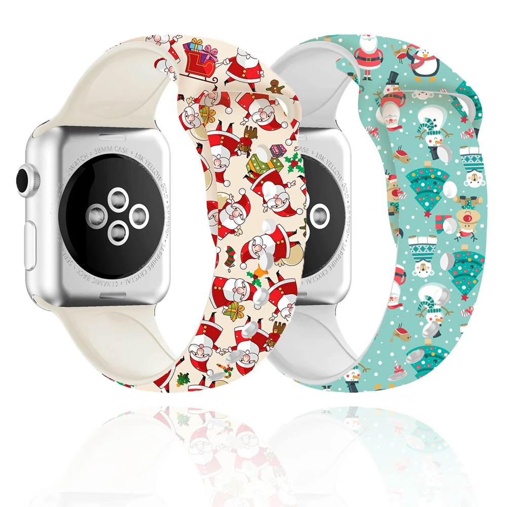 Силиконовый ремешок для apple watch 5 44 мм 40 мм iwatch band 38 мм 42 мм Рождественский браслет для часов apple watch 4 3 2 apple watch band