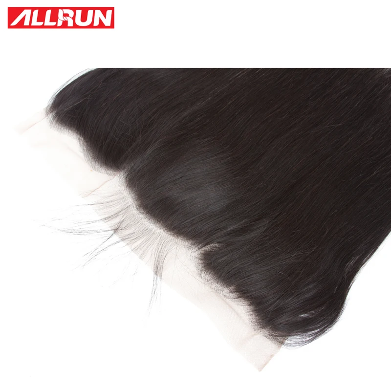 Allrun, бразильские прямые волосы, 1 шт, 13*4, Фронтальная застежка на шнурке, не Реми, человеческие волосы на шнурке, фронтальная, 8-20 дюймов, низкое соотношение