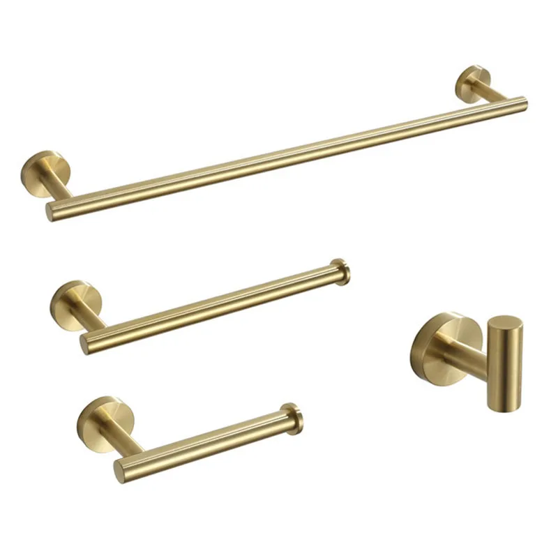 Brushed Gold/Black/Brushed Stainless Steel Bathroom Hardware Set Round Towel Bar Toilet Paper Holder Towel Ring Robe Hook