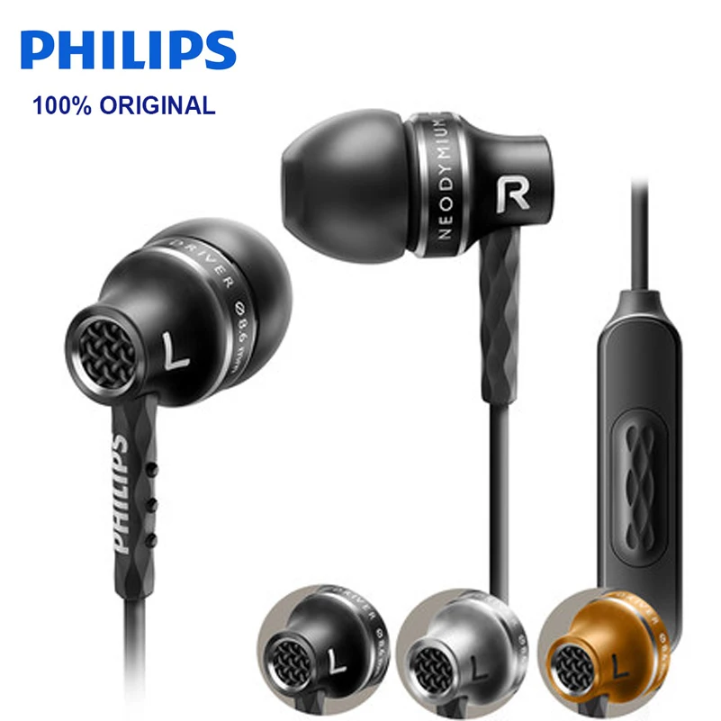 Оригинальные Проводные Наушники Philips SHE9105 с контроллером разъем 3 5 мм силиконовые