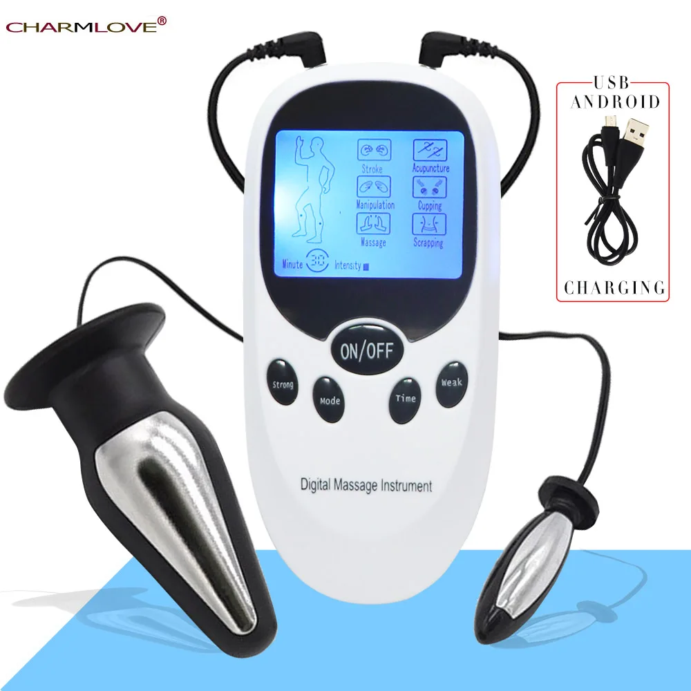 USB Charge Electric Shock Big Plug Electro Massage Anal Stimulation Medical Themed Toys Adult Play Games for Womans | Красота и