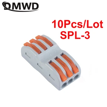 

10PCS SPL-3 Mini Fast Wire Cable Connectors Universal Compact Conductor Spring Splicing Wiring Connector Push-in Terminal Block