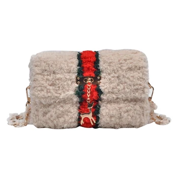 

Wool bag hand woven DIY material bag women's bag new fall and winter 2019 fashion self-made grid plate messenger bag