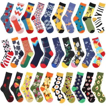 

5 Pairs/lot Socks Men Women Hip-hop Skate Original Ins 100% Cotton Socks Brand Quality Men Socks Colorful Happy Funny Socks