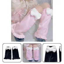 Inverno bonito aquecedores de perna estilo japonês outono inverno arco perna mais quente meias aquecedores de perna meninas aquecedores de perna 1 par