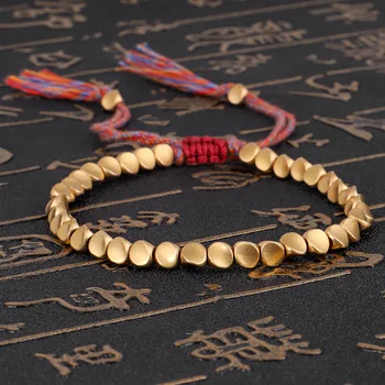

New Design Ethnic Irregular Copper Beaded Bracelet Homme Vintage Tassel Woven Bracelet Femme Jewelry Gift