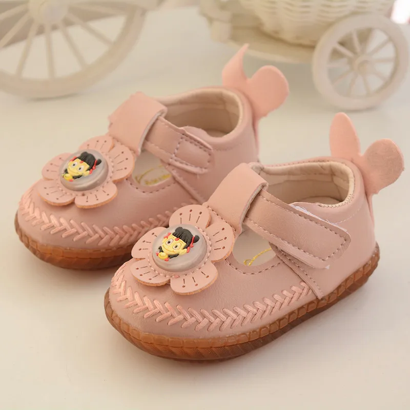 

2020 Step Shoe 0-2-Year-Old Soft-Sole Learner Lights Shoes Square Mouth Leather Shoes GIRL'S Shoes Closed-toe Princess Shoes Bab