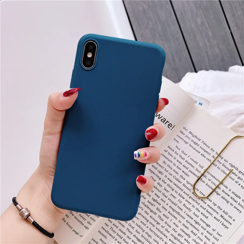 Милый Элегантный матовый мягкий TPU чехол для samsung Galaxy A50 A40 A70 A10 A20 A30 A60 Note 8, 9, 10, S10E S8 S9 S10 A7 A6 плюс Конфеты Крышка - Цвет: Navy blue