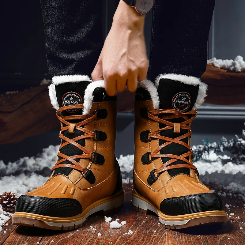 Модные дизайнерские зимние ботинки высокого качества; Мужская водонепроницаемая обувь с высоким берцем; Botas Zapatos De Hombre chaussure homme