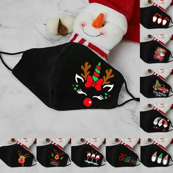 

1pc Mouth For Dust' Protection Face Mask Washable Earloop Mask Christmas Print Mask