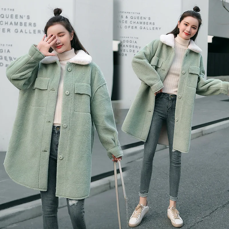 

Korean-style Faux Mink Cashmere Coat Women's Loose-Fit Mid-length Lambs Wool Woolen Overcoat Winter Slimming Fashion Woolen Jack
