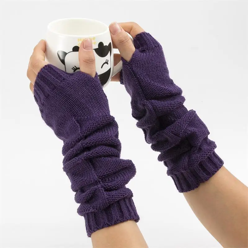 Осень зима новые шерстяные вязаные перчатки guantes invierno mujer длинные перчатки теплые перчатки с открытыми пальцами треугольные варежки для мужчин и женщин