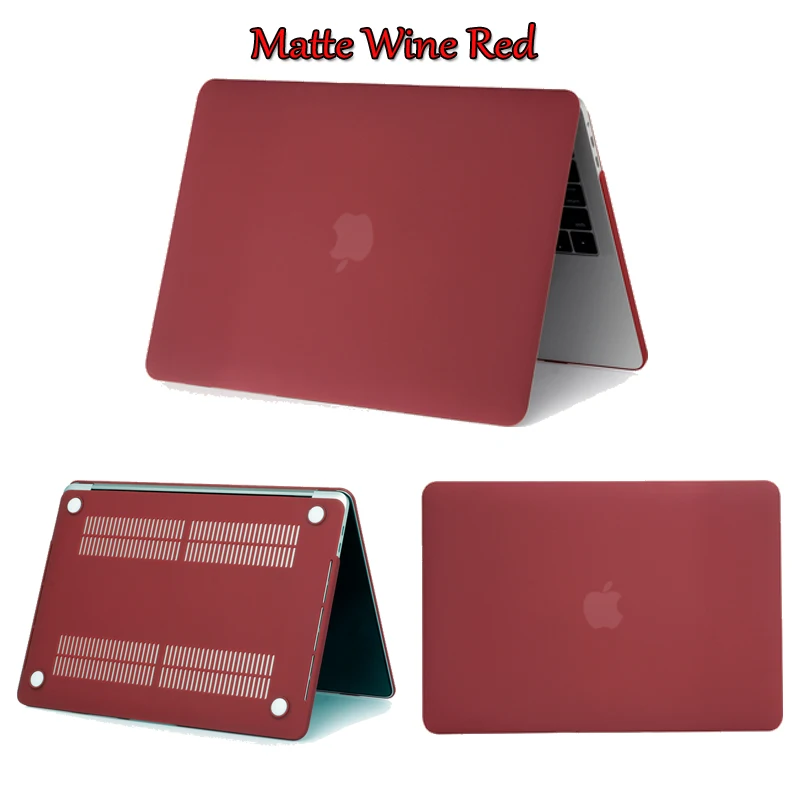 Кристально прозрачный жесткий защитный чехол для Macbook Air retina Pro 13 15 Touch Bar A2159 A1706 A1707 A1990 AIR 13 A1932 - Цвет: Matte Wine Red