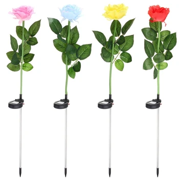 

Solar Power Rose Flower LED Solar Light Waterproof LED Garden Stake Landscape Lamp Outdoor Yard Light Control