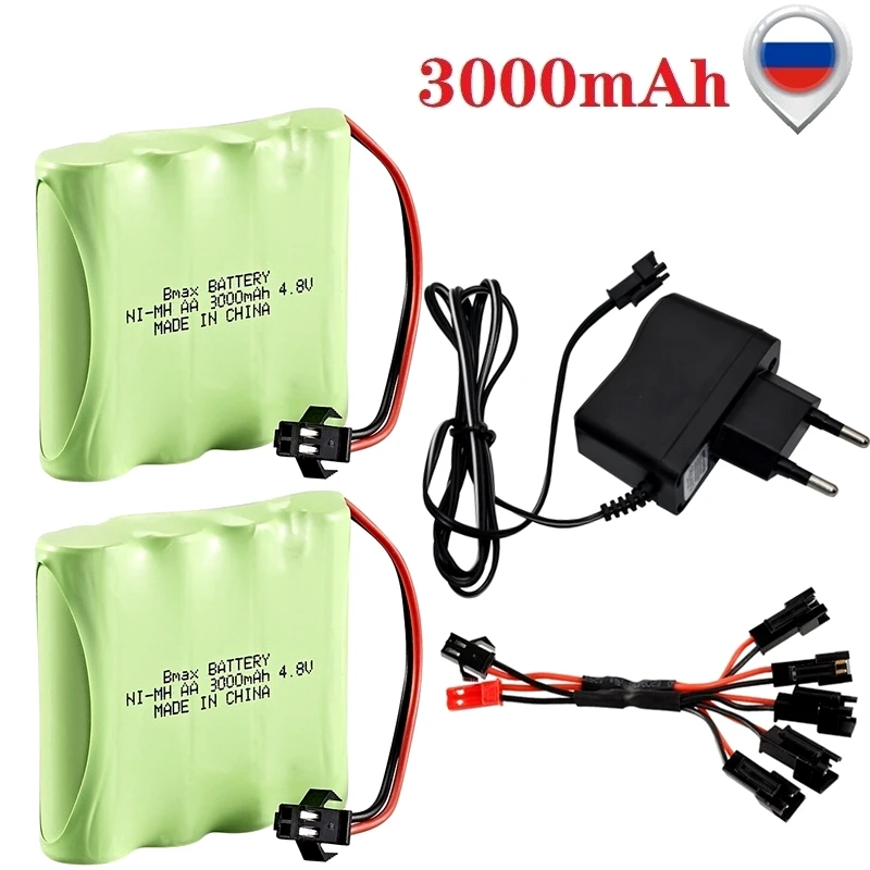 

Upgrade 4.8v 3000mah Battery and Charger Sets For Rc toys Cars Tanks Robots Boats Guns Ni-MH/NiMH AA 4.8 V Battery Pack