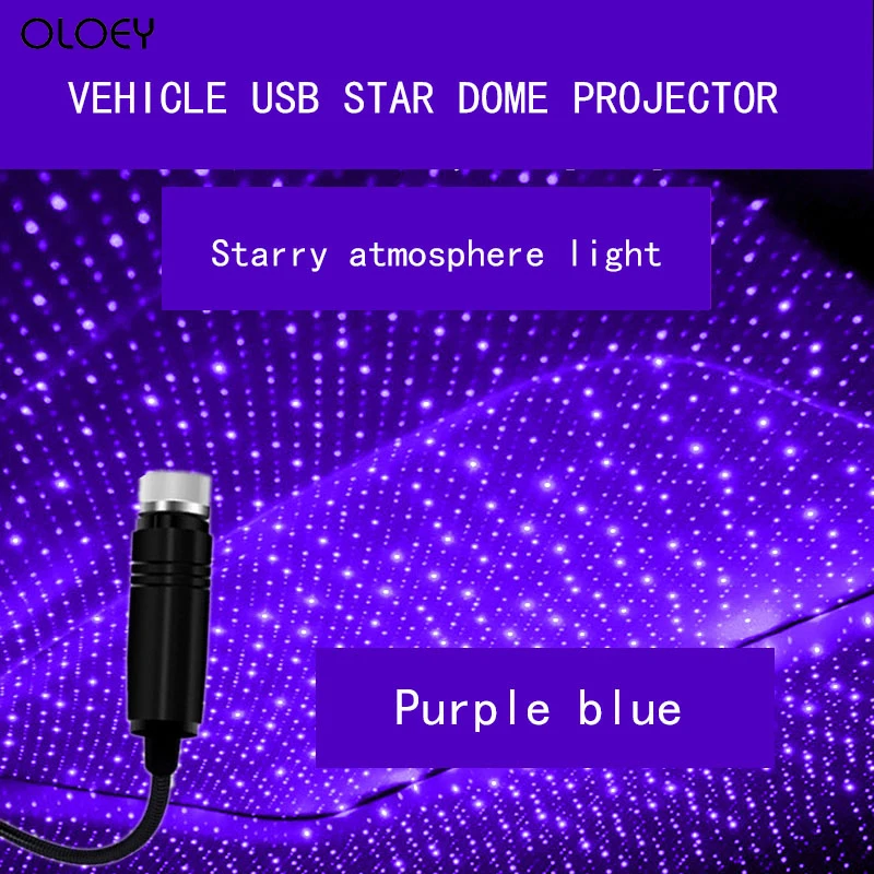 Gran oferta Luz de estrella de techo de coche, miniproyector LED de ambiente con láser estrellado, luces USB rojas de decoración automática, lámpara de galaxia nocturna kbl8qy9yw