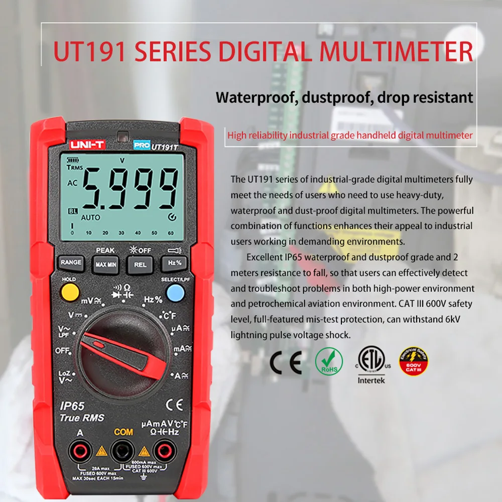 UNI-T тестер Цифровой мультиметр Профессиональный UT191E True RMS Авто Диапазон новый |