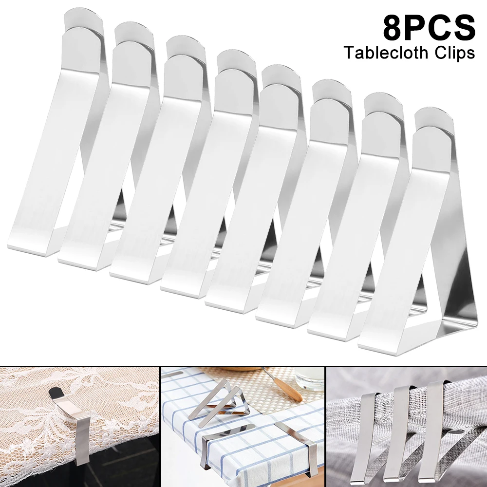 

8PCS Stainless Steel Table Cloth Clip Wedding Promenade Table Cover Holder Promenade Round Tablecloth Stable Clips for Home