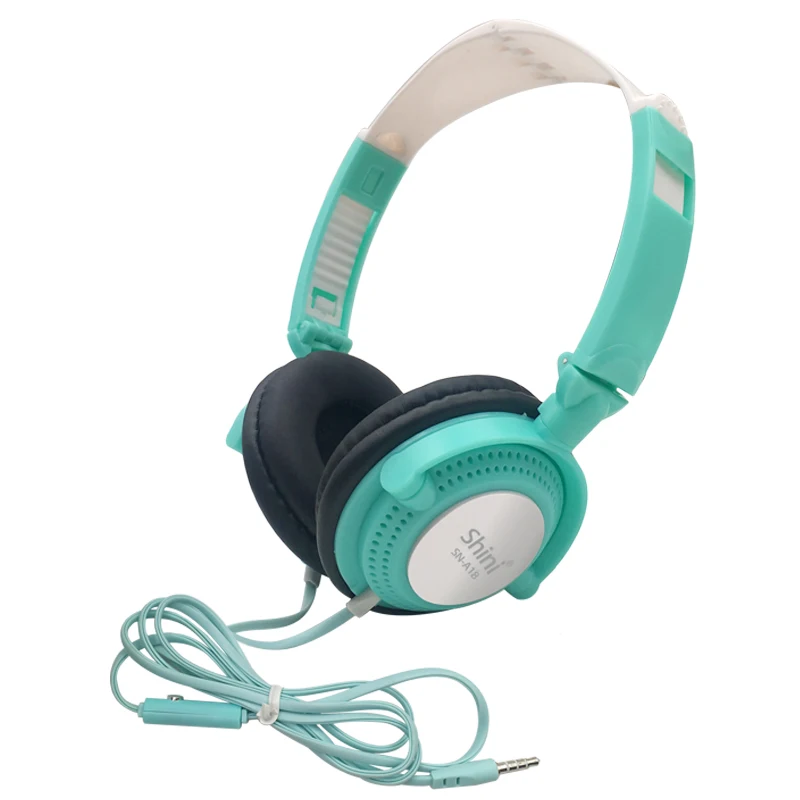 Green Headphone Наушники с микрофоном наушники 3,5 мм AUX Складная портативная игровая гарнитура для телефонов MP4 компьютер PC Музыка fone de ouvido - Цвет: Green Headphone