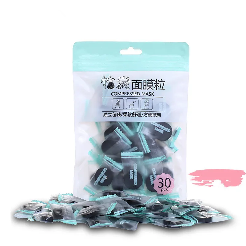 

30 Pcs DIY Bamboo Charcoal Mask Black DIY Whitening Mask Sheet Compressed Mask Paper Facial Natural Bamboo Charcoal Mask Paper