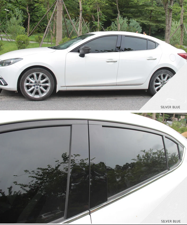10 шт. набор подходит для Mazda 3 Axela sedan- черный ПК Дверь B, C колонна зеркальная пластина литье автомобиля аксессуары для укладки