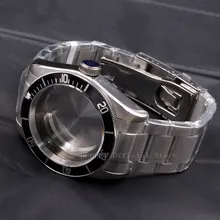 Детали часов 41 мм черный ободок чехол 22 мм ремешок с латунным покрытием 316L S стальной ремень подходит для ETA 2836/2824 Miyota8215 821A механизм