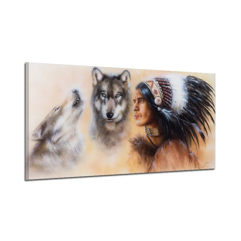 

America Indigenous Indian Computer Airbrush Painting Frameless Canvas Decorative Painting Home Living Room Wall Painting