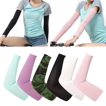 

1Pair Men Women Arm Solid sleeves Warmer Cotton Fingerless Gloves Cuff Sun Hand Protect Anti-UV Running Golf Cycling Arm Sleeve