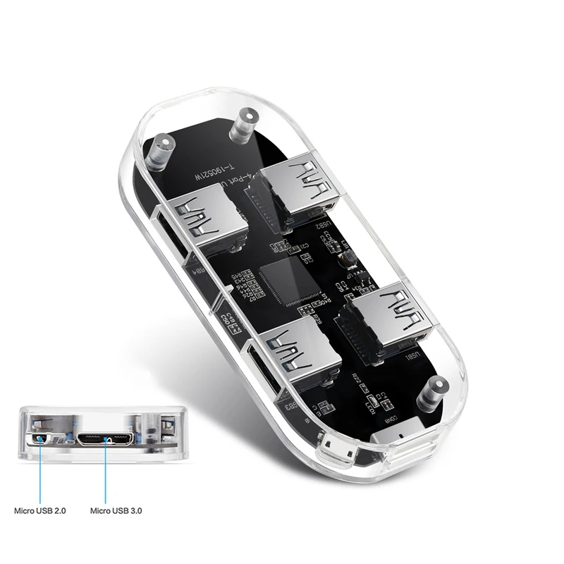 Usb-хаб прозрачный USB3.0 адаптер 4 порта USB комбинированное устройство для чтения карт SD TF все в одном для ПК/ноутбука