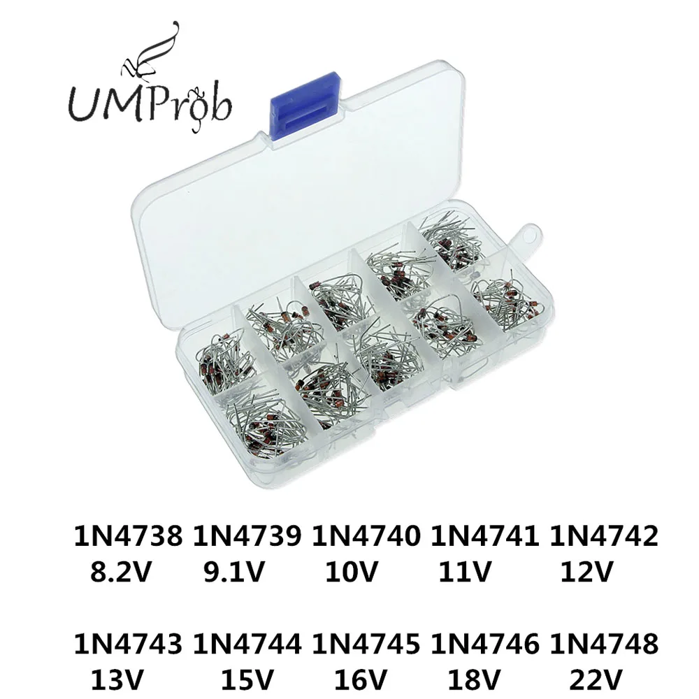 10 значений x20 200 шт. набор для электронных диодов Зенера 1N4738~ 1N4748 с коробкой для хранения
