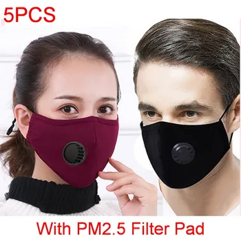 

5Pcs Reusable Face Masks Respirator With PM2.5 Filter Pad Masks Active Carbon Anti Dust Air Pollution Mouth facemask Washable