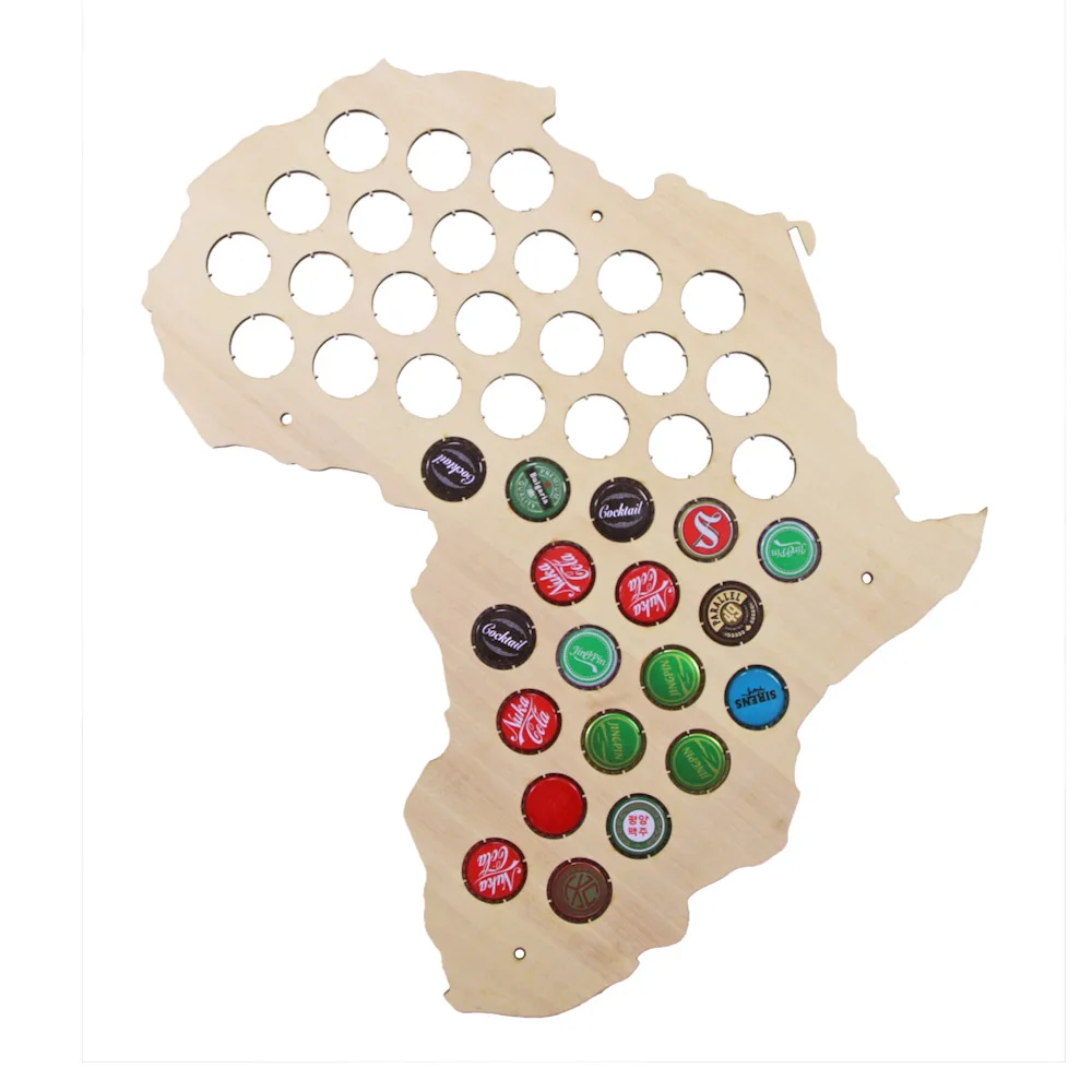 African Beer Cap Map Wooden Craft Trap Display Art Africa Hoder Caps Collectors Gift Home Decor Accessories | Дом и сад