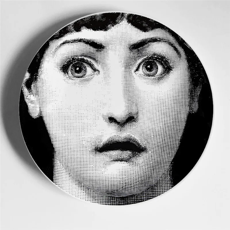 10 Керамическая тарелка Fornasetti, настенная, декоративная тарелка, креативный дизайн, Классическая, элегантная, для бара, отеля, домашнего декора, настенные, подвесные тарелки - Цвет: 10