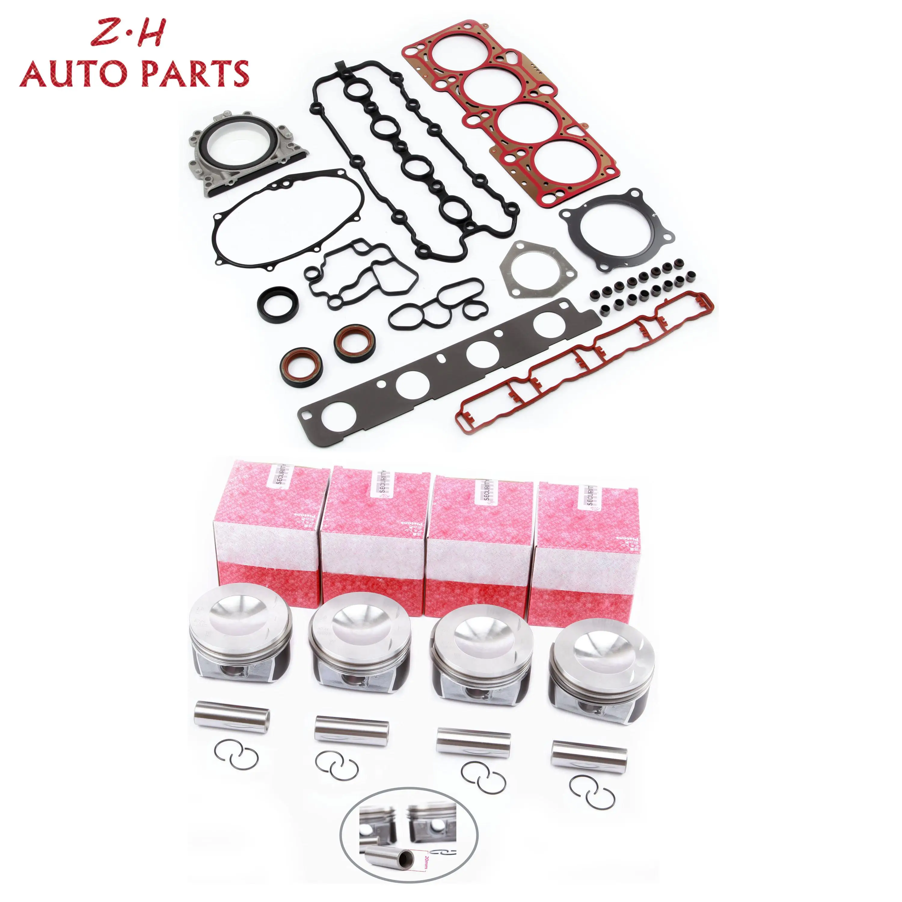 New Engine Piston& Cylinder Head Repair Kit 58 000 053 56 For Audi A3 A4 A6 TT Passat Golf Jetta Skoda Seat 2.0TFSI 06D107066AA |