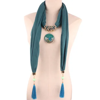

RUNMEIFA Pendants Necklaces Cotton Jewelry Scarf Woman/Ladies New Fashion Vintage Long Tassel Solid Bohemian Style 170*40CM