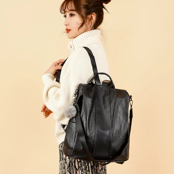 

2020 Women Backpack Soft Leather Middle Size Travel Bag Anti Theft Back Open Backpacks Teenage Fashion Leisure Casual Daypacks