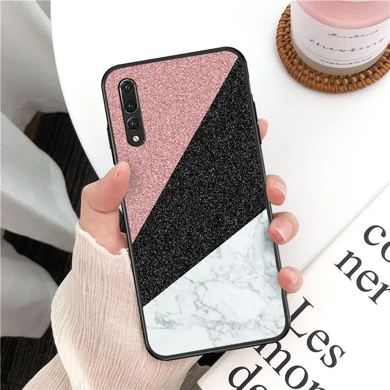 Gold Pink rose Glitter print