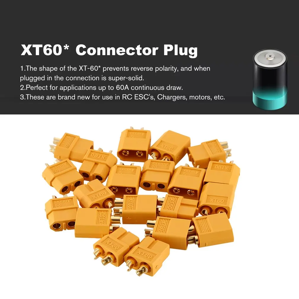

10Pair Amass Upgrated Connector XT60* Connector Plug Female and Male Connector Plugs For RC Airplane Multirotor Drone Plug