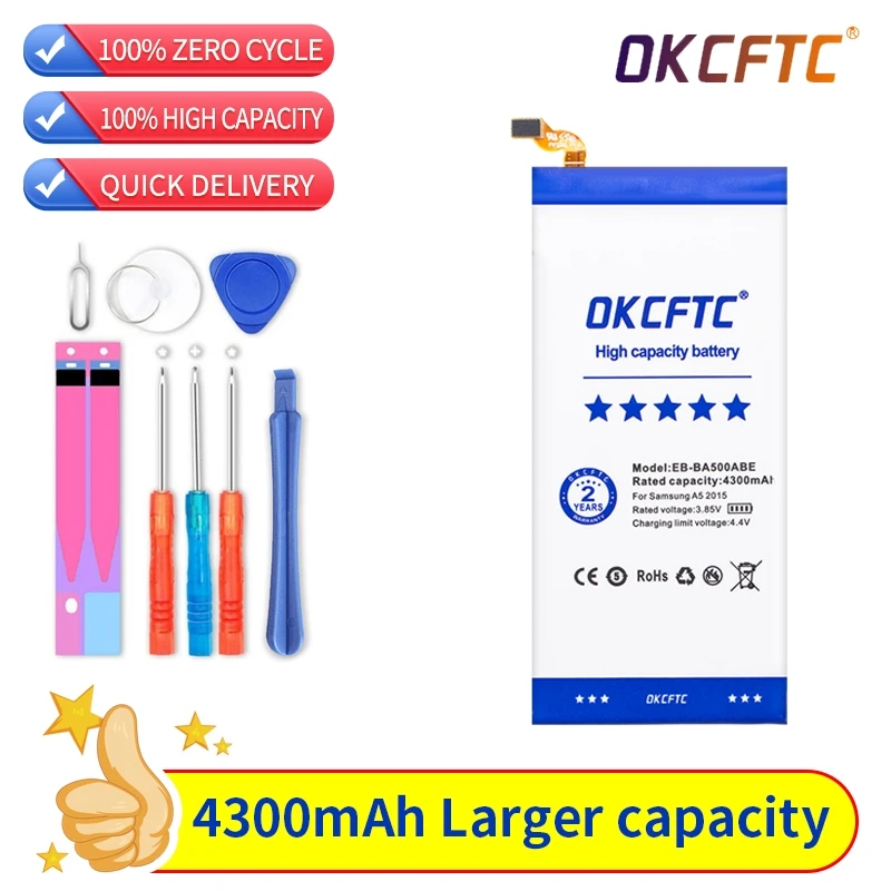 

Original OKCFTC battery for Samsung Galaxy A5(2015 edition) A500 SM-A500F A500F A500K SM-A500FU A5000 A5009 EB-BA500ABE 4300mAh