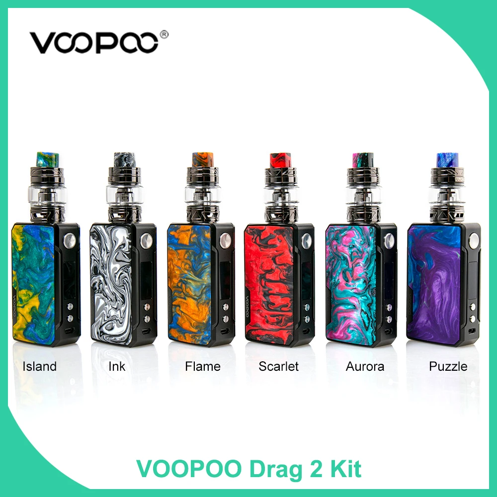 

Original Voopoo Drag 2 177W TC Kit With Uforce T2 SubOhm Tank U2/U3 Powered By Dual 18650 Battery Electronic cigarette Kit