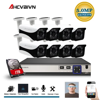 

8CH 5MP POE NVR Camera kit in/ Outdoor 5.0MP PoE IP Camera Audio Record Onvif FTP CCTV System Video Surveillance Kit