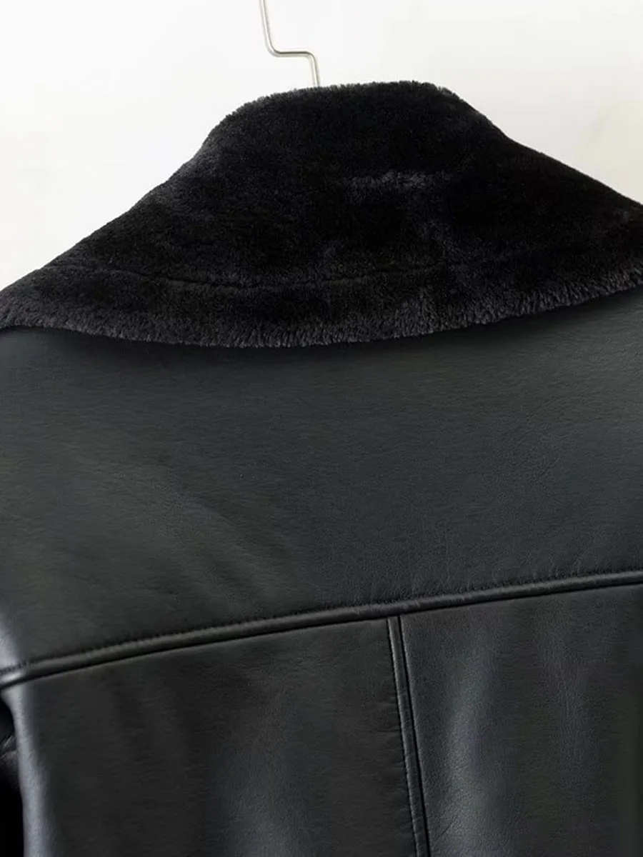 Утолщенные женские Куртки из искусственной кожи, топы, черная мотоциклетная верхняя одежда в стиле панк, зима-осень, повседневные Прямые куртки на молнии, пальто, женские топы