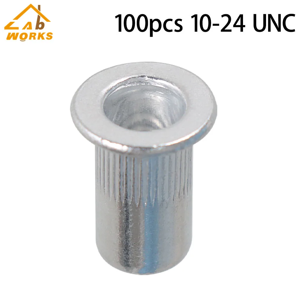 100 Pcs 10-24 Aluminum Rivet Nut Rivnut Insert Nutsert SAE 