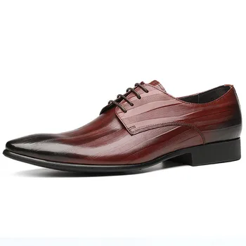 

Pointy Men Formal Flats Oxford Shoes For Man Slip-on Business Genuine Leather Shoes Men Flats Brand Men Dress Shoes