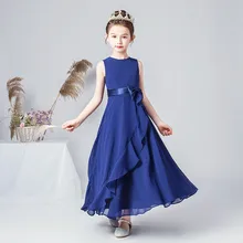 Chiffon Long Junior Bridesmaid  Ankle Length Elegant Flower Girl Dresses For Wedding and Party Girls Formal Gowns