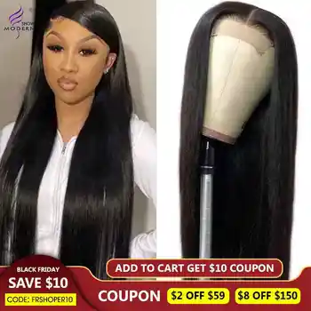 

Modern Show Peruvain 4*4 Lace Closure Humain Hair Wigs Perruque Cheveux Humain Lisse 28 30 Pouces Remy Natural Black Wig 150%